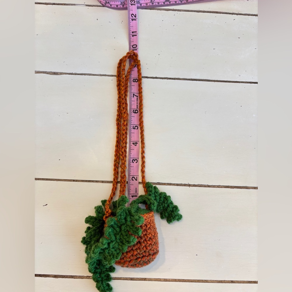Handmade Crochet Hanging Plant Green Fern Boho Home Decor - Picture 5 of 7